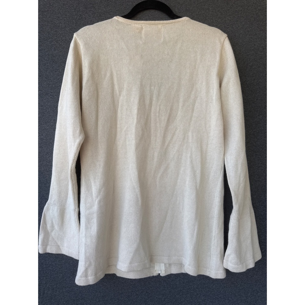 Storybook Knits Floral Sequin Beaded Zip Front Cardigan Sweater Cream Small NWT - Picture 9 of 11